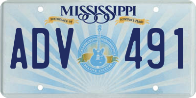 MS license plate ADV491