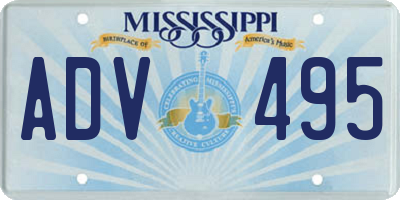 MS license plate ADV495