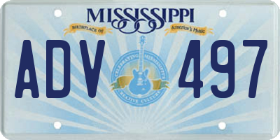 MS license plate ADV497