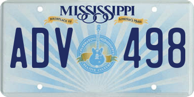 MS license plate ADV498