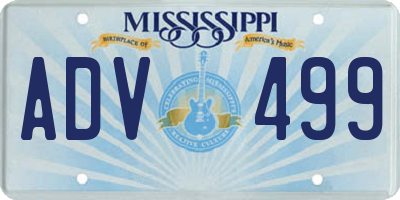 MS license plate ADV499