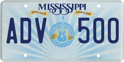 MS license plate ADV500