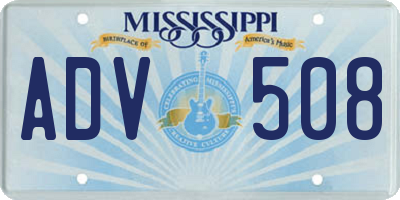 MS license plate ADV508