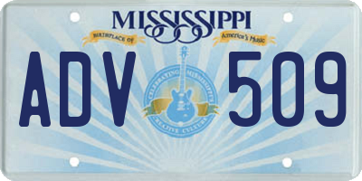 MS license plate ADV509