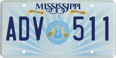 MS license plate ADV511