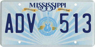 MS license plate ADV513