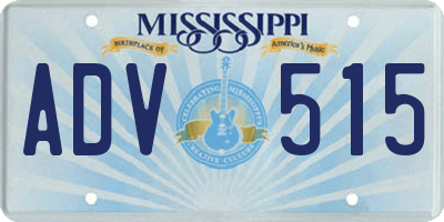 MS license plate ADV515