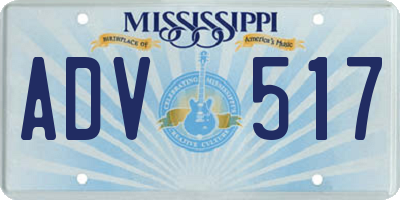 MS license plate ADV517
