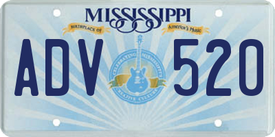 MS license plate ADV520