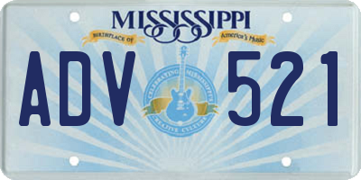 MS license plate ADV521