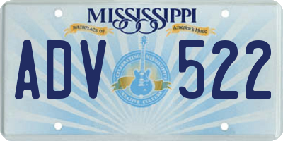 MS license plate ADV522