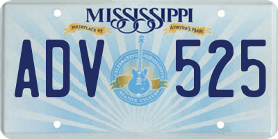MS license plate ADV525