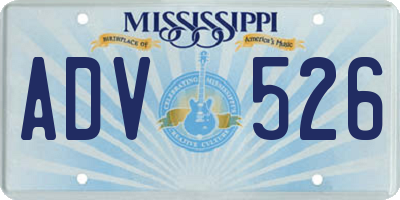 MS license plate ADV526