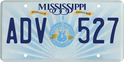 MS license plate ADV527