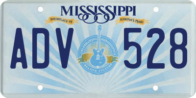 MS license plate ADV528