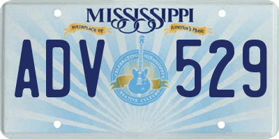MS license plate ADV529