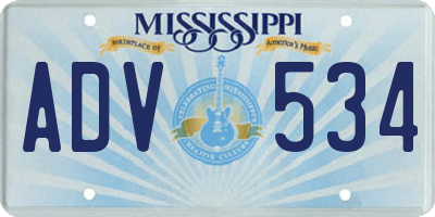 MS license plate ADV534