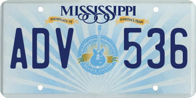 MS license plate ADV536