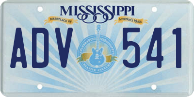 MS license plate ADV541