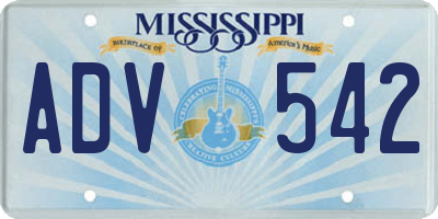 MS license plate ADV542