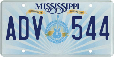 MS license plate ADV544