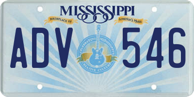 MS license plate ADV546