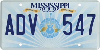 MS license plate ADV547