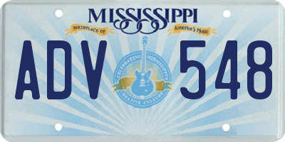 MS license plate ADV548