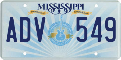 MS license plate ADV549