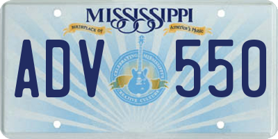 MS license plate ADV550