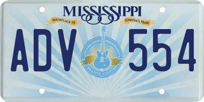 MS license plate ADV554