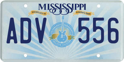 MS license plate ADV556