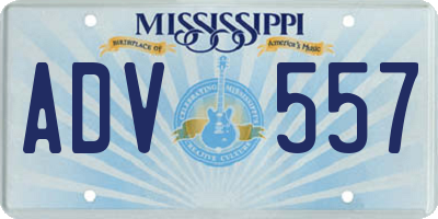 MS license plate ADV557