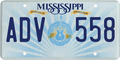MS license plate ADV558