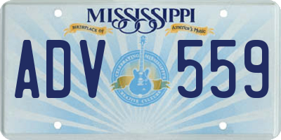 MS license plate ADV559