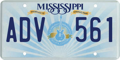 MS license plate ADV561