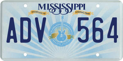 MS license plate ADV564