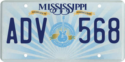 MS license plate ADV568