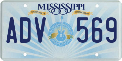MS license plate ADV569