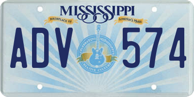 MS license plate ADV574