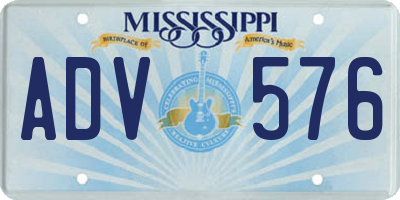 MS license plate ADV576