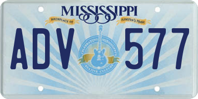 MS license plate ADV577