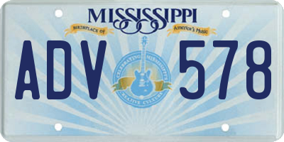 MS license plate ADV578