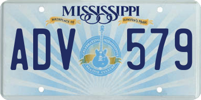 MS license plate ADV579