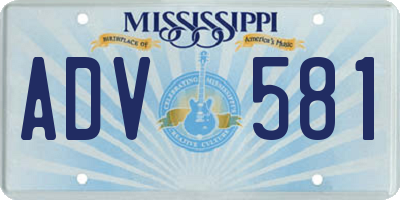 MS license plate ADV581
