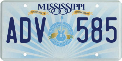 MS license plate ADV585