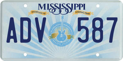 MS license plate ADV587