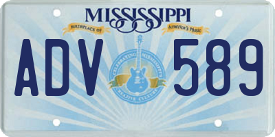 MS license plate ADV589