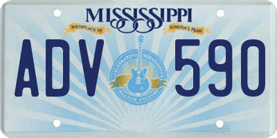 MS license plate ADV590