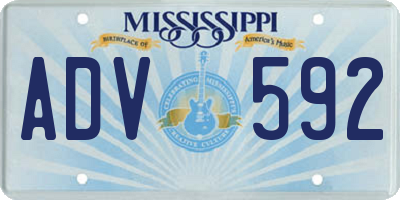 MS license plate ADV592